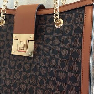 NWOT vegan leather Brown and Tan Tote Bag